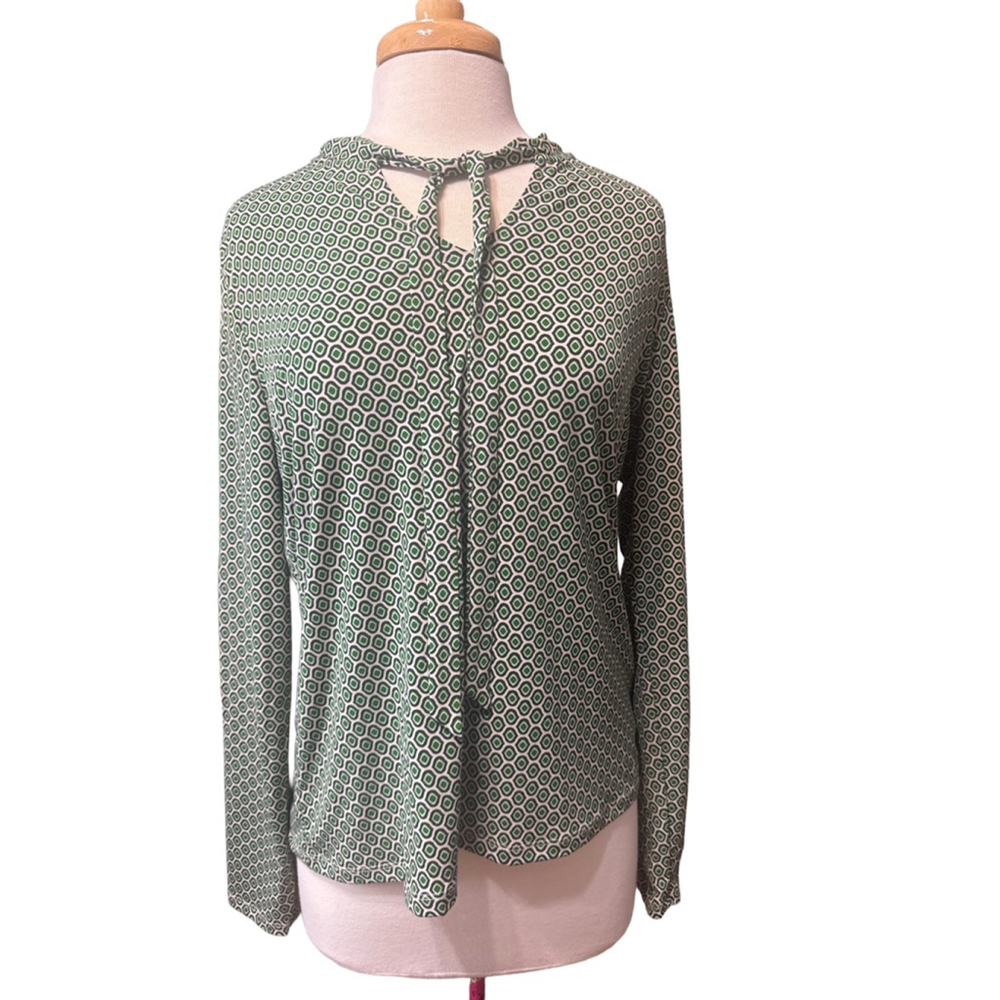 Women's TAHARI Green & White Geometric Blouse XL